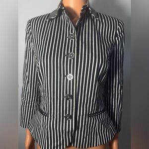 Chaps Black and White Striped Jacket